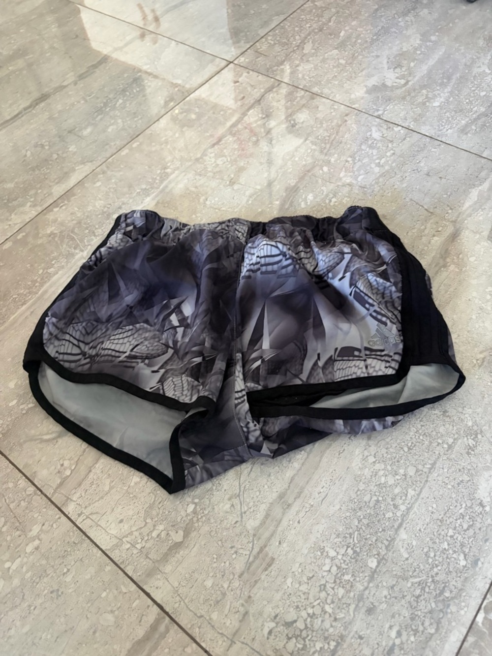 adidas Women's Black and Gray Printed Athletic Shorts